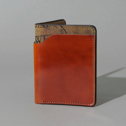 One-Off Fat Herbie in Amaretto on Reverse Shell Cordovan, Two Hidden Card Slots, front view