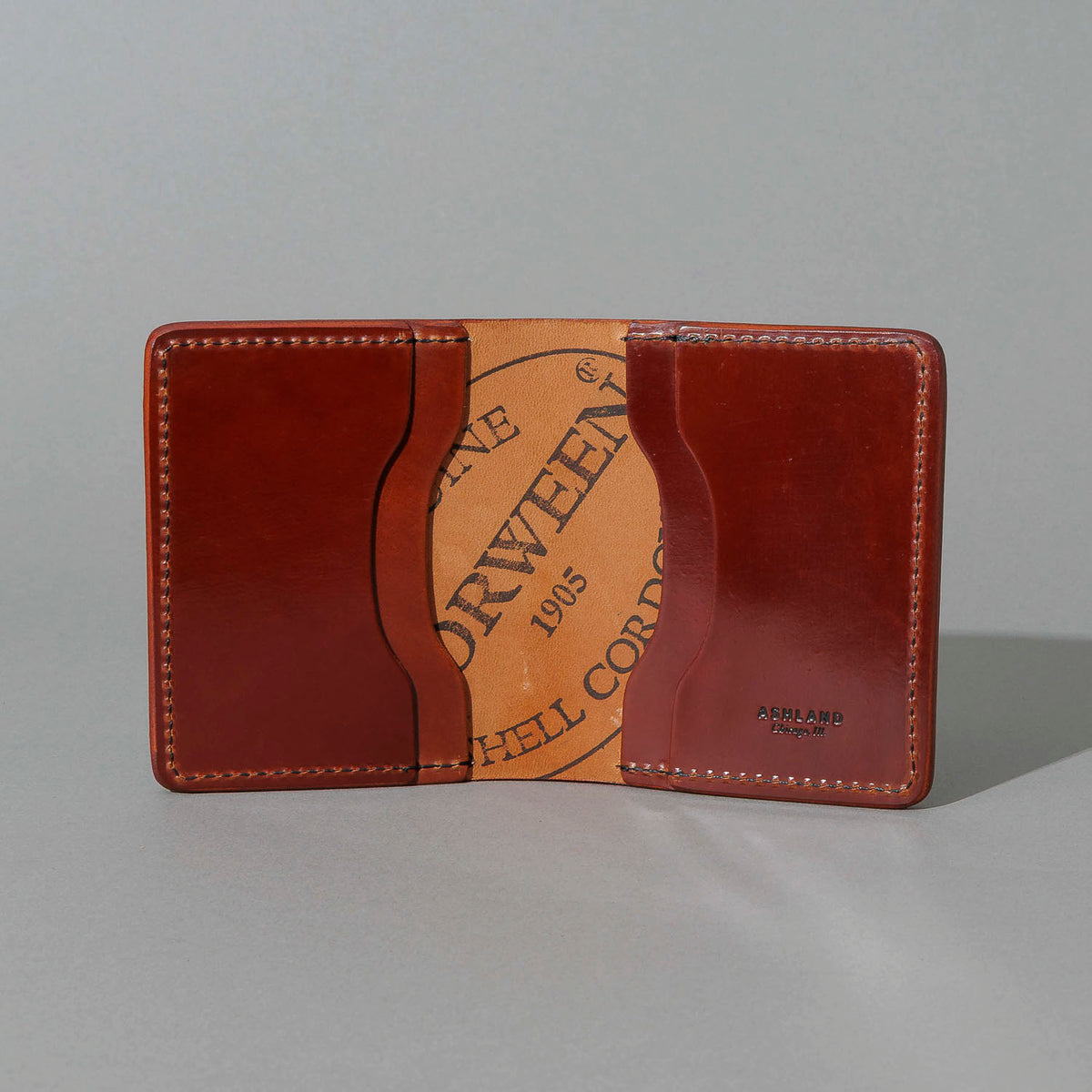 One-Off Tony the Ant in Garnet Shell Cordovan, open, showing interior