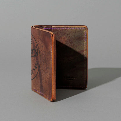 Tall Tony in Hand-Glazed Epic Splatter Reverse Color 8 Shell Cordovan, Psychedelic Interior, standing upright, side angle