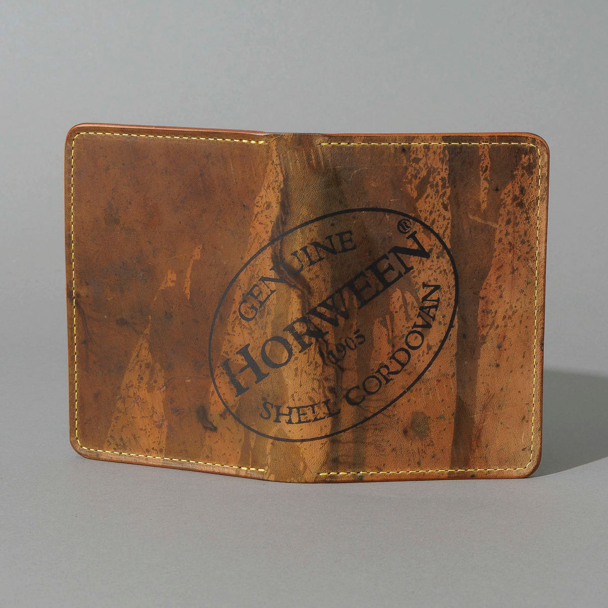 One-Off Traveler Passport Holder in Epic Splatter Reverse Cigar Shell Cordovan, No Bill Slot, back view