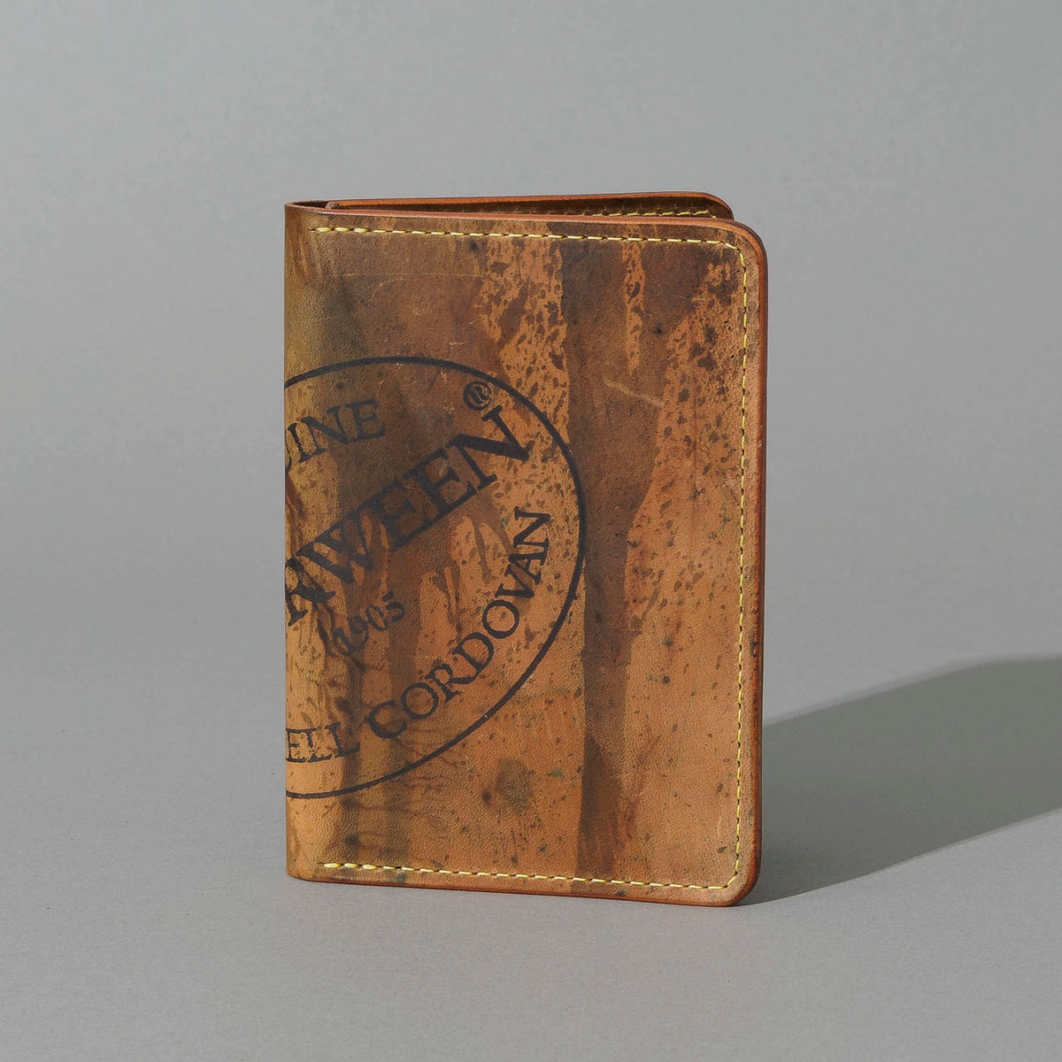 One-Off Traveler Passport Holder in Epic Splatter Reverse Cigar Shell Cordovan, No Bill Slot, front view