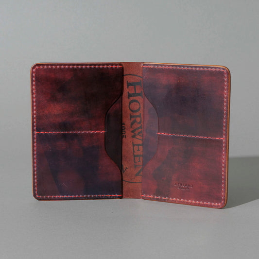 One-Off Traveler Passport Holder in Psychedelic Color 8 Shell Cordovan, No Bill Slot, open, showing interior