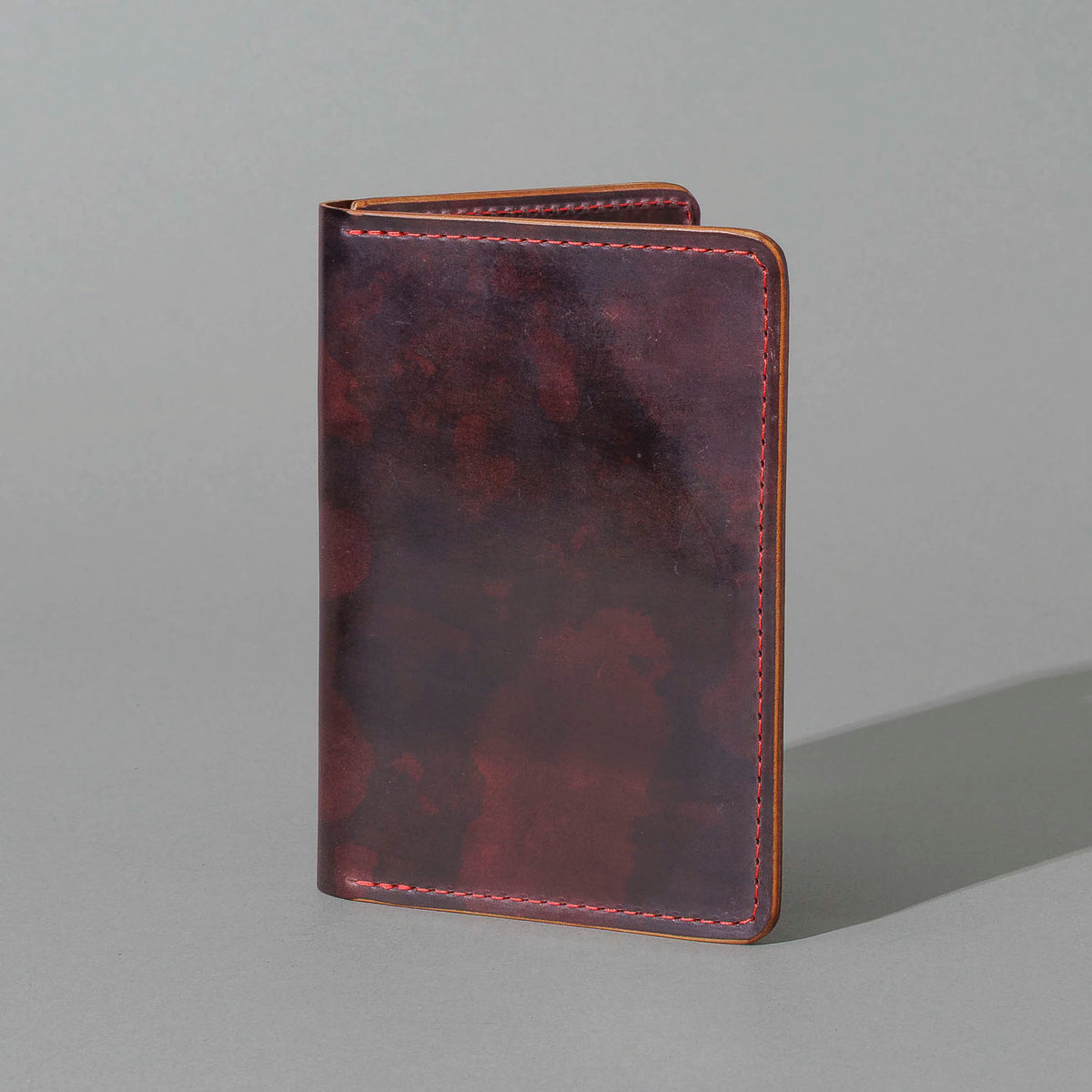 One-Off Traveler Passport Holder in Psychedelic Color 8 Shell Cordovan, No Bill Slot, front view