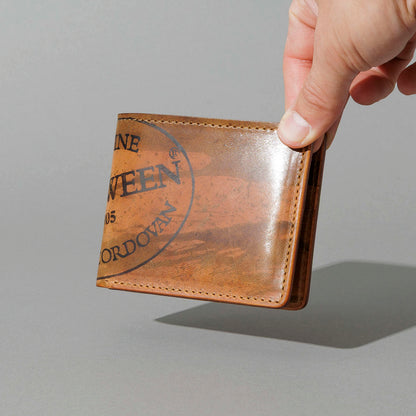 One-Off Johnny the Fox in Hand-Glazed Reverse Epic Splatter Cigar Shell Cordovan, held in hand
