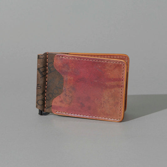 One-Off Capone Money Clip in Hand-Glazed Reverse Shell Cordovan, held in hand, shot 2