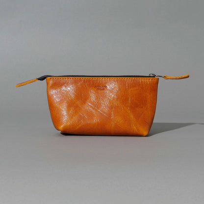 One-Off Prototype Pouch in Acorn Aspen Horsehide, front view, shot 1