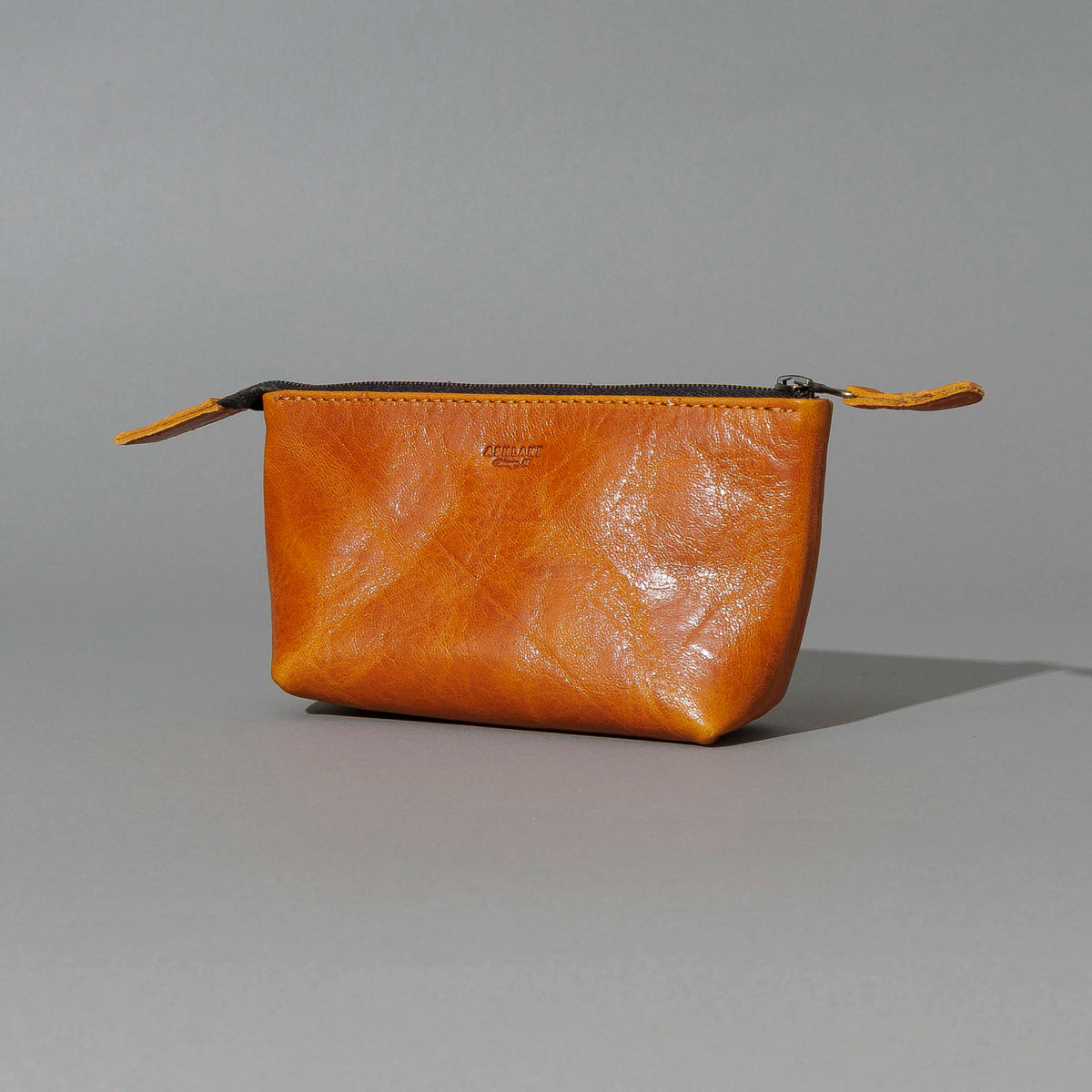 One-Off Prototype Pouch in Acorn Aspen Horsehide, front view, shot 2