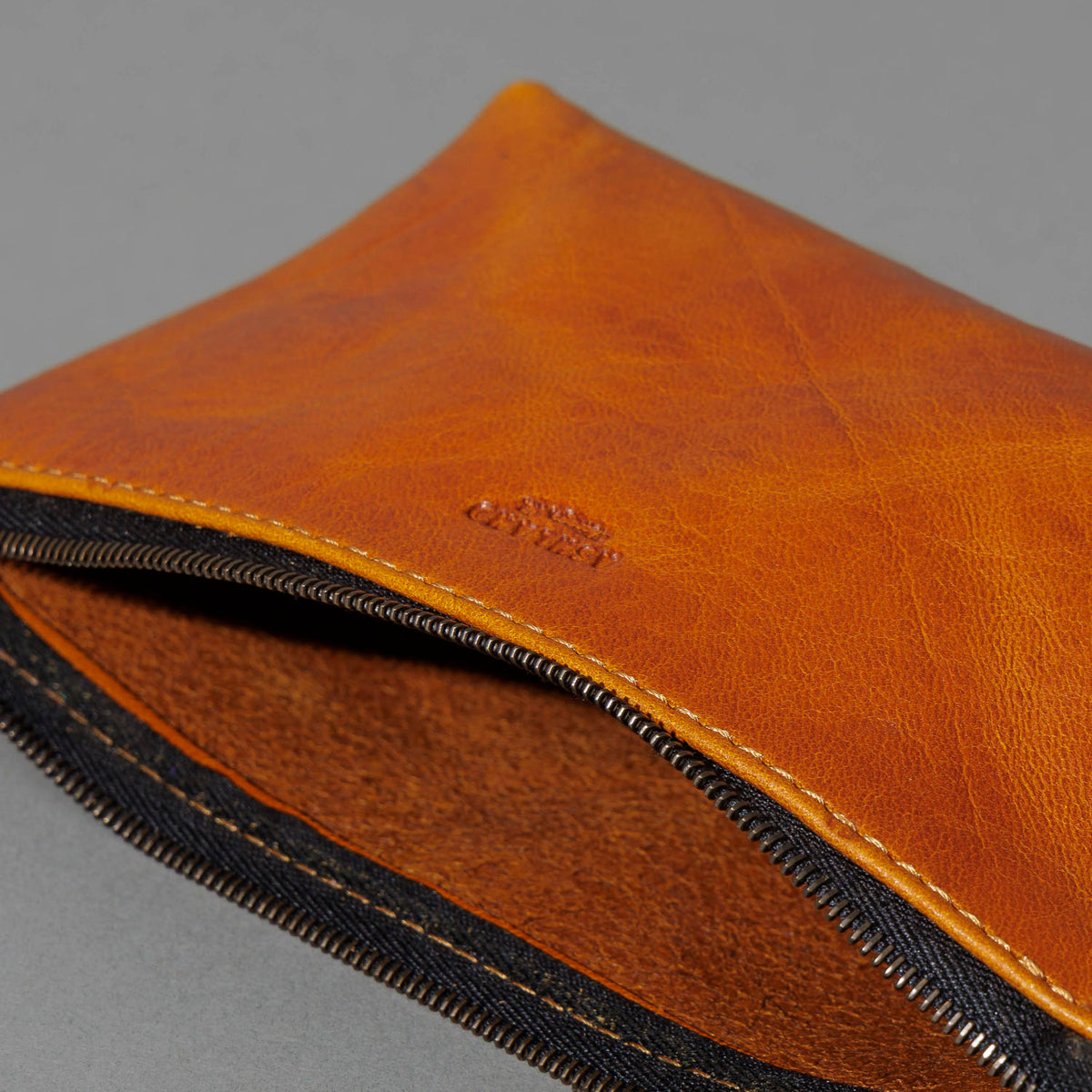 One-Off Prototype Pouch in Acorn Aspen Horsehide, close-up detail, shot 1