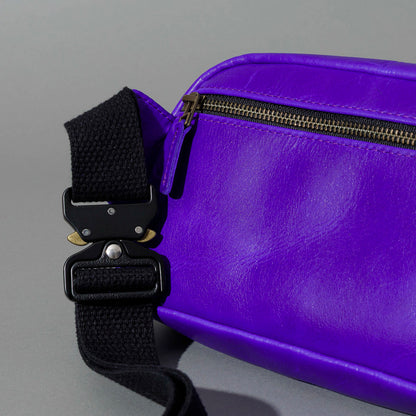 One-Off Sling Bag in Violet Latigo, close-up detail, shot 1