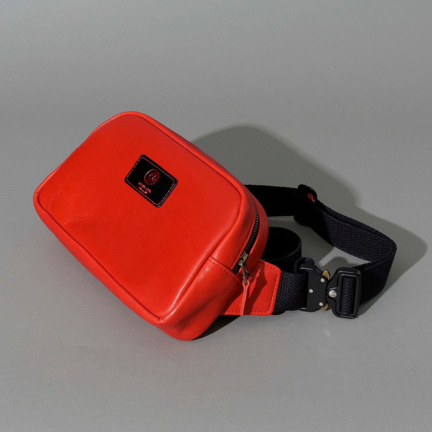 One-Off Sling Bag in Red Latigo, front view, shot 1