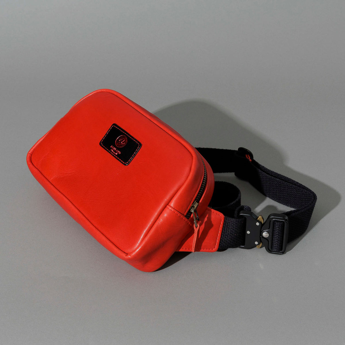 One-Off Sling Bag in Red Latigo, front view, shot 1