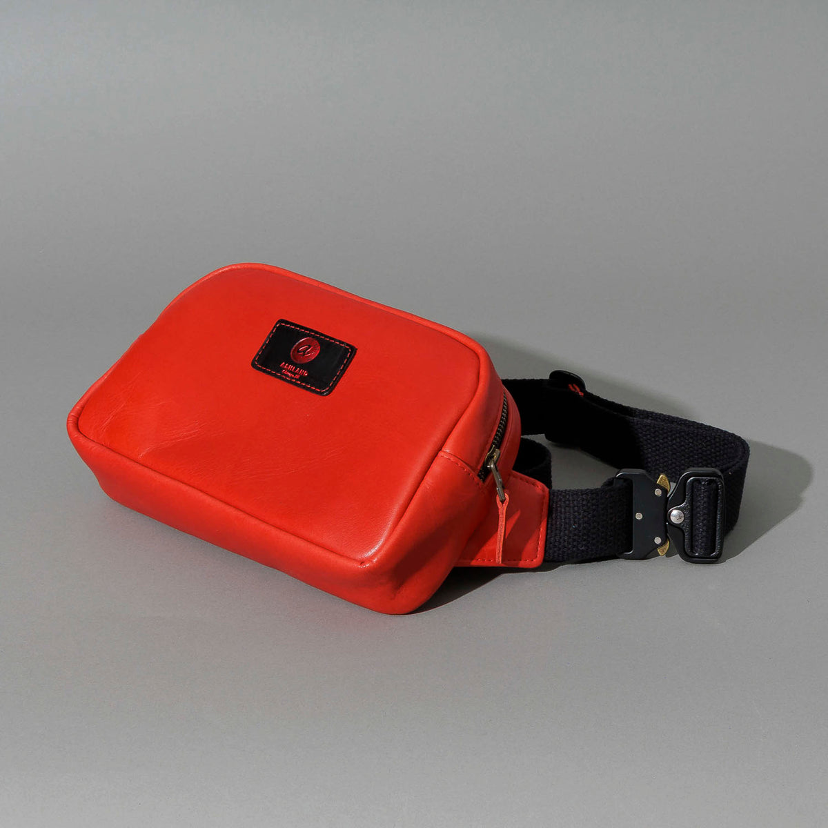 One-Off Sling Bag in Red Latigo, front view, shot 2