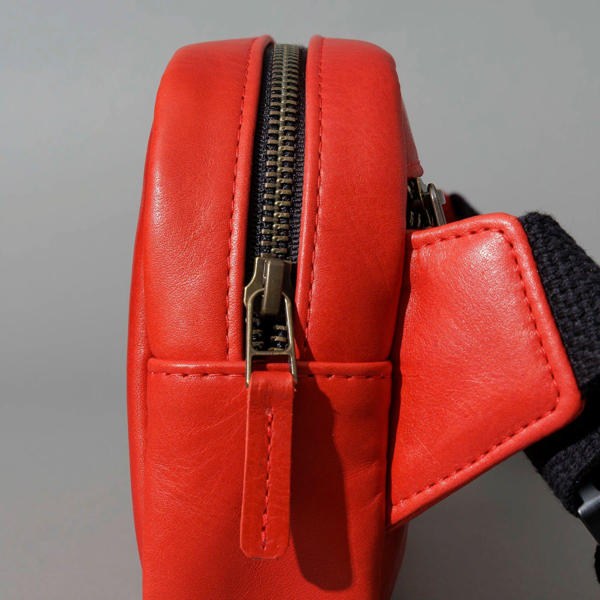 One-Off Sling Bag in Red Latigo, side profile view