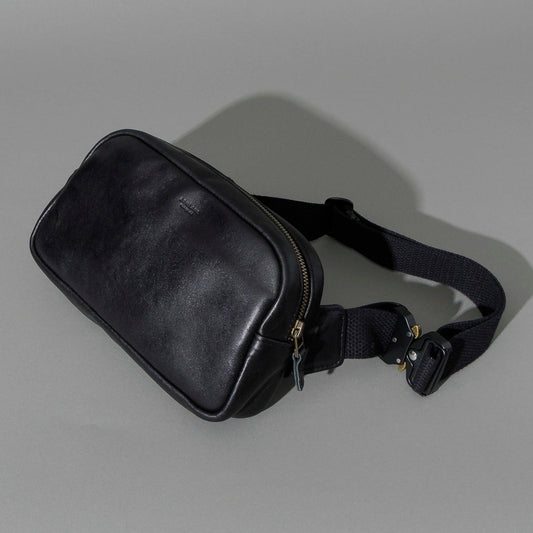 Sling Bag in Black Aspen Horsehide, front view