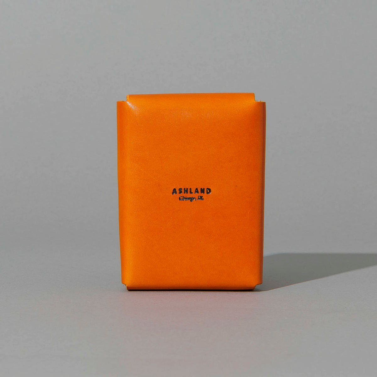 Leather Playing Card Case in Orange Latigo, back view