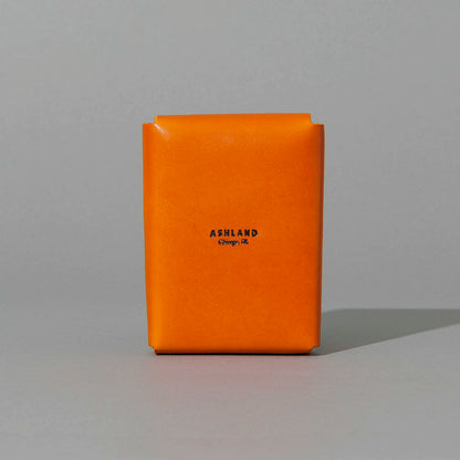 Leather Playing Card Case in Orange Latigo, back view