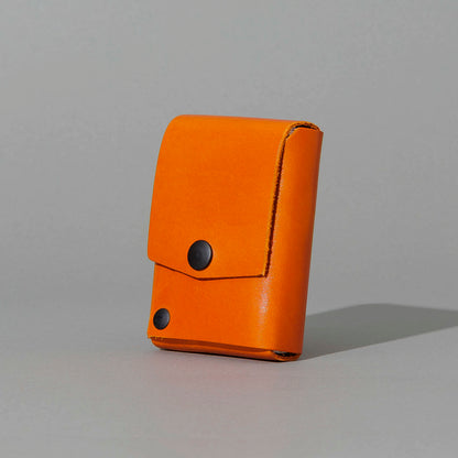 Leather Playing Card Case in Orange Latigo, front view, shot 1
