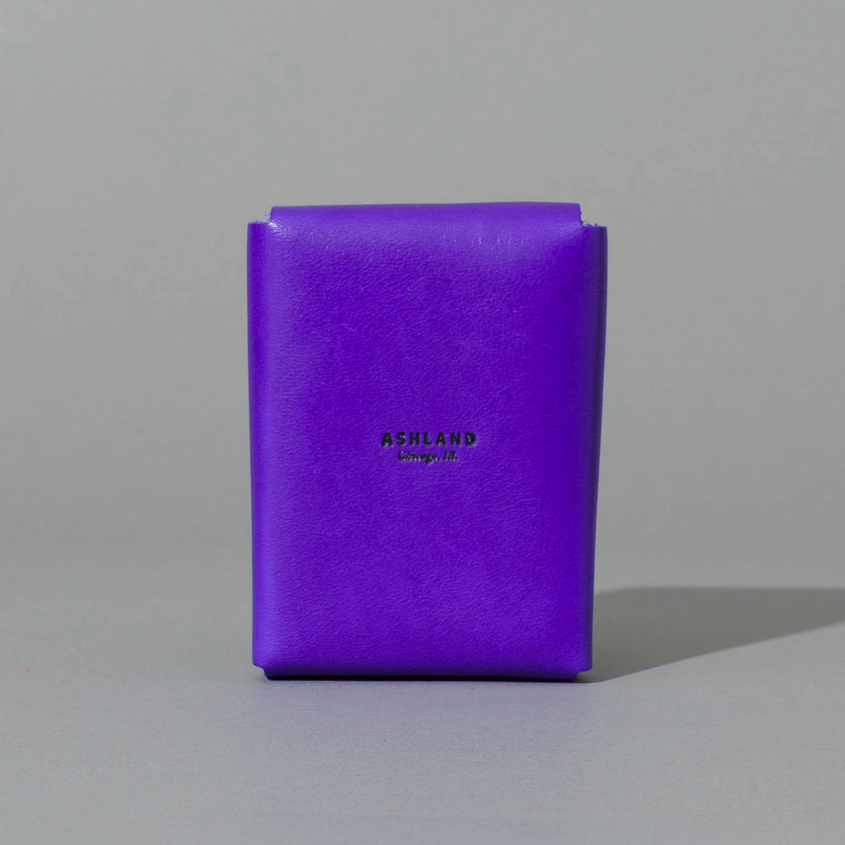 Leather Playing Card Case in Violet Latigo, back view