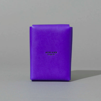 Leather Playing Card Case in Violet Latigo, back view