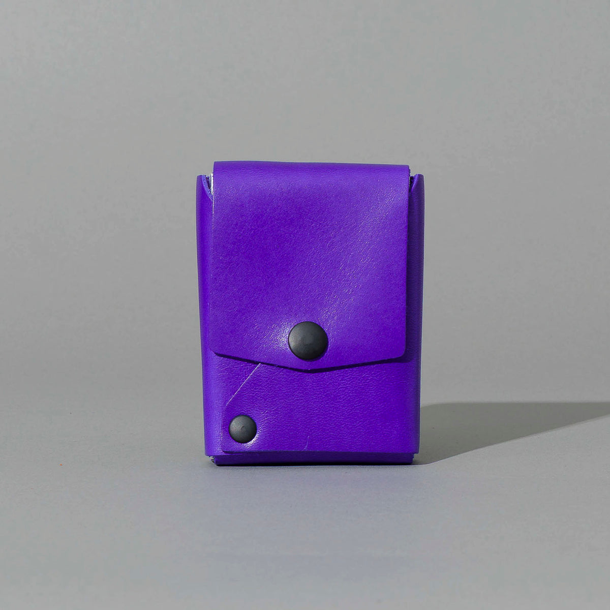 Leather Playing Card Case in Violet Latigo, front view, shot 3