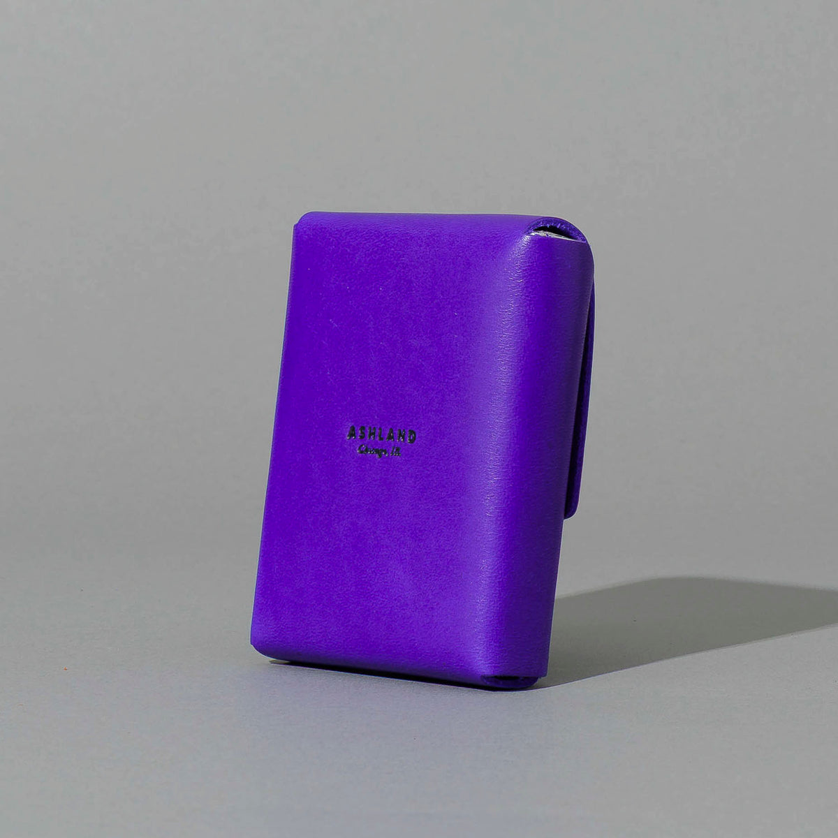 Leather Playing Card Case in Violet Latigo, front view, shot 2