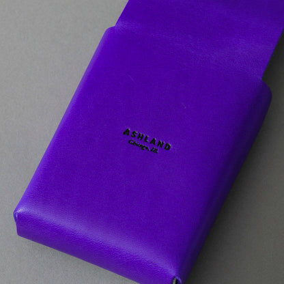 Leather Playing Card Case in Violet Latigo, close-up detail, shot 2