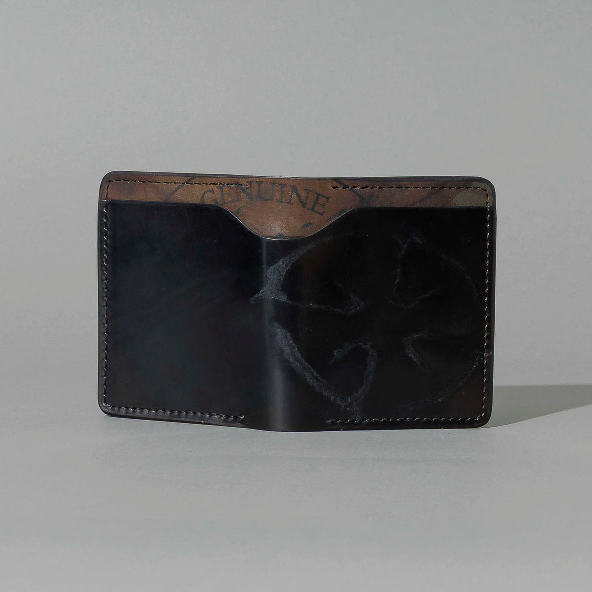 One-Off Tony the Ant in Branded Black and Reverse Shell Cordovan, Number Six Embroidery, front view, shot 2