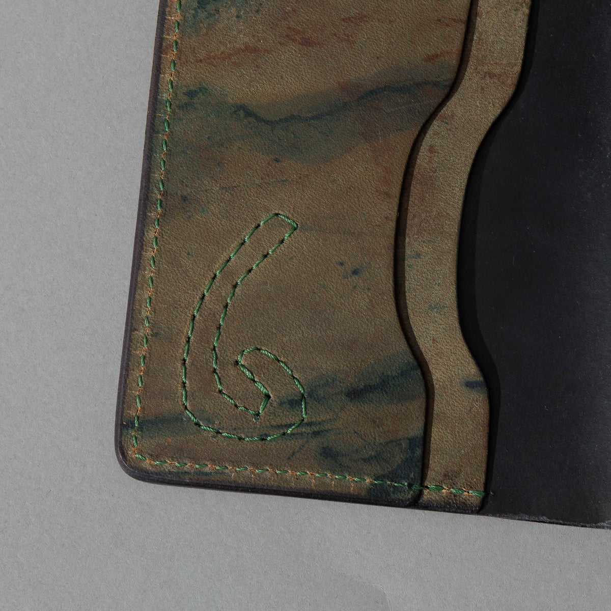 One-Off Tony the Ant in Branded Black and Reverse Shell Cordovan, Number Six Embroidery, close-up detail, shot 2