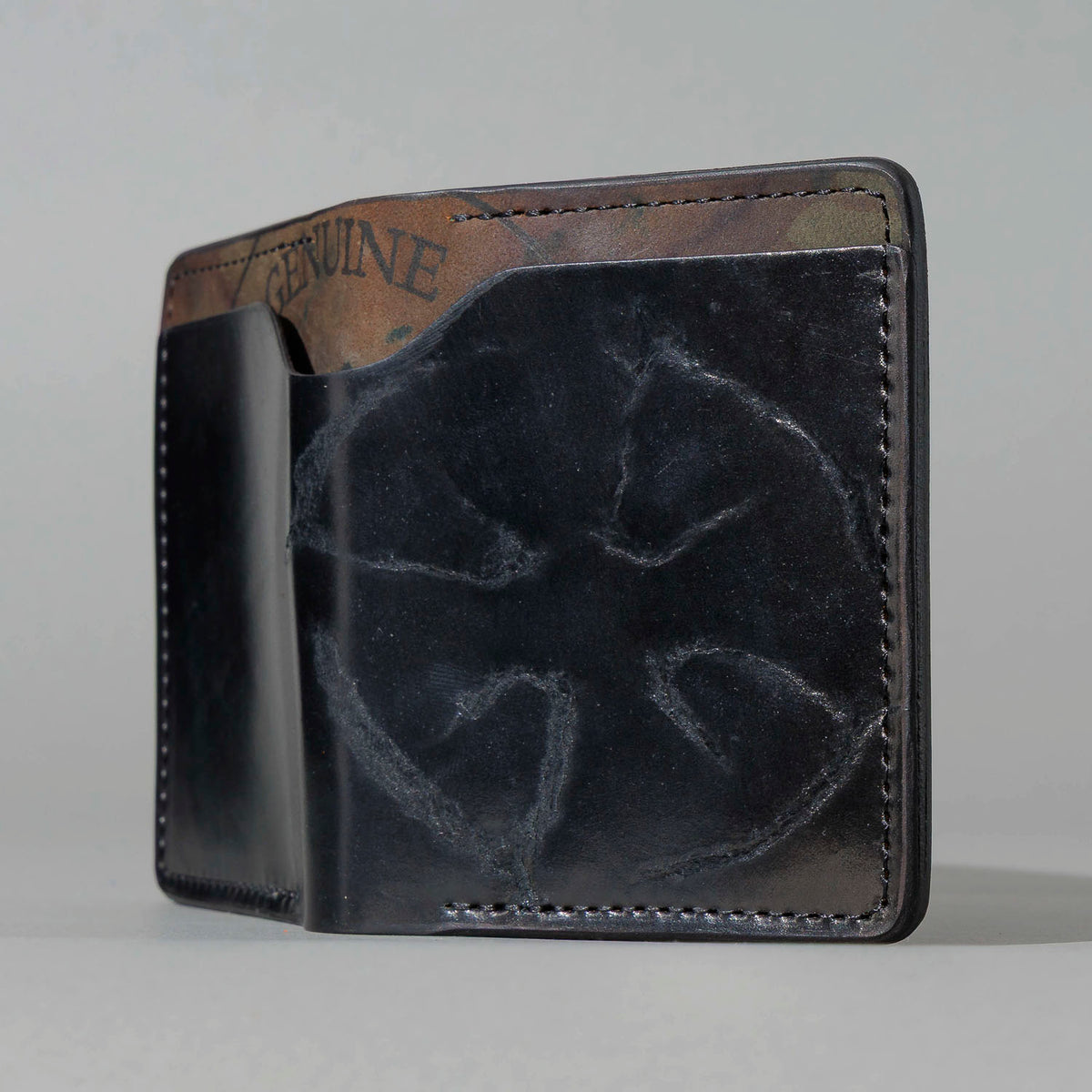 One-Off Tony the Ant in Branded Black and Reverse Shell Cordovan, Number Six Embroidery, front view, shot 1
