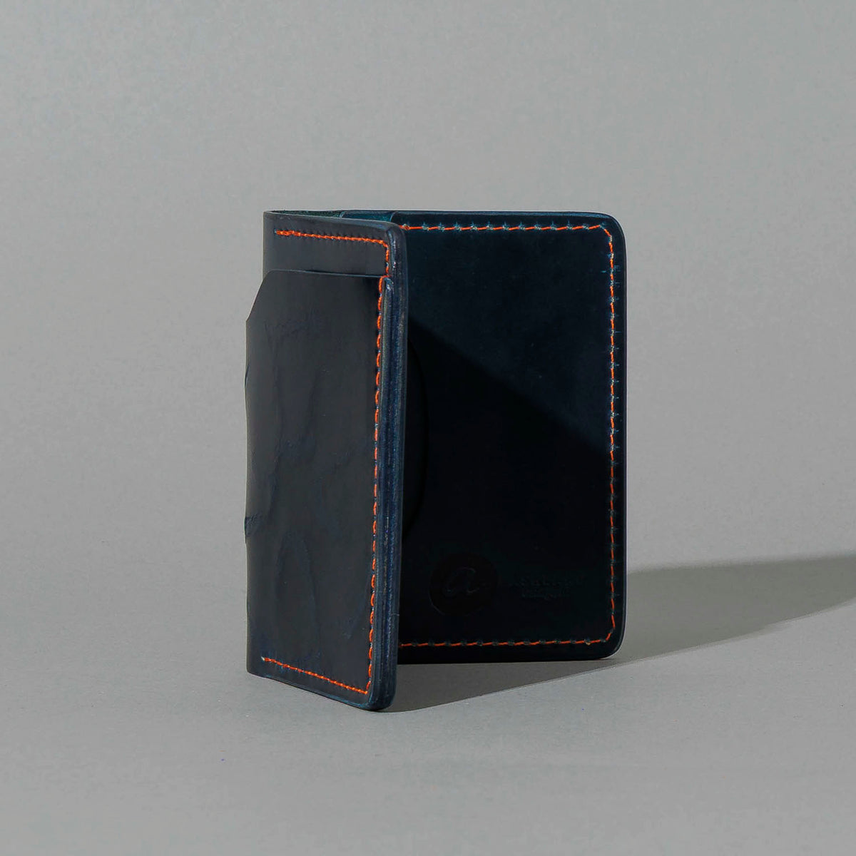 One-Off Tony the Ant in Branded Blue Shell Cordovan, standing upright, side angle