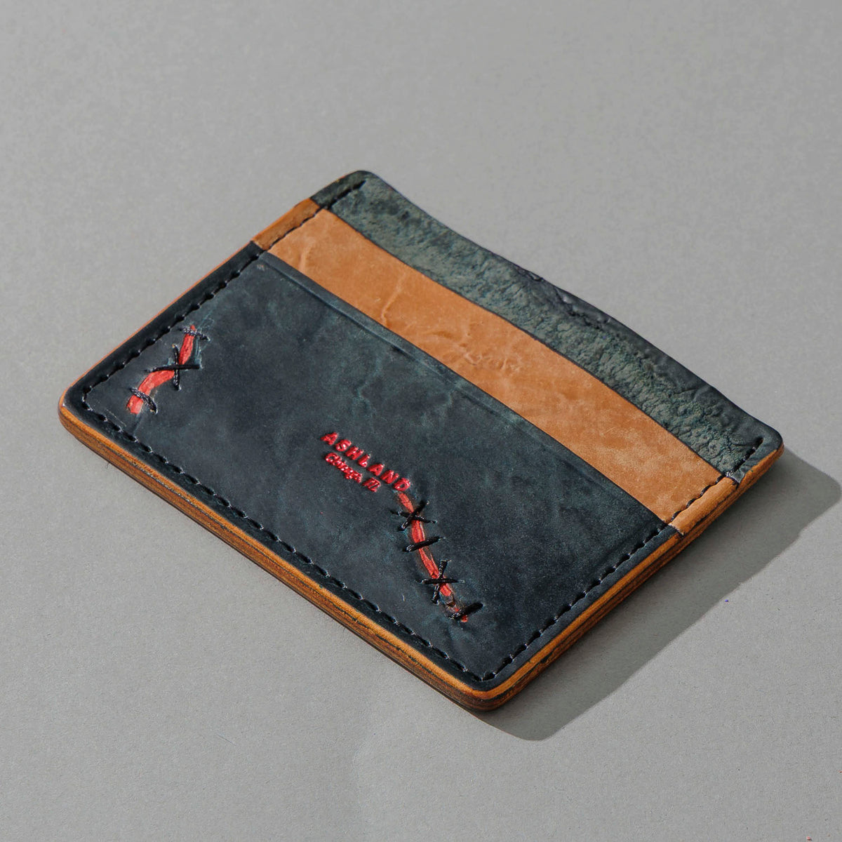 One-Off Frankenstein in Tumbled Black Shell Cordovan, angled view lying flat, shot 2