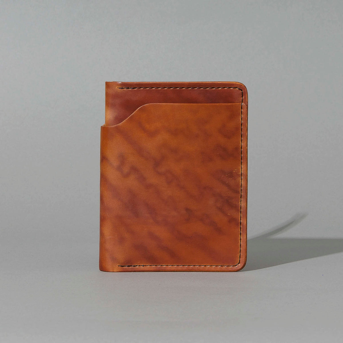 One-Off Fat Herbie "Brains" in Epic Natural Shell Cordovan with Reverse Interior, Stitched Scar Marks, front view