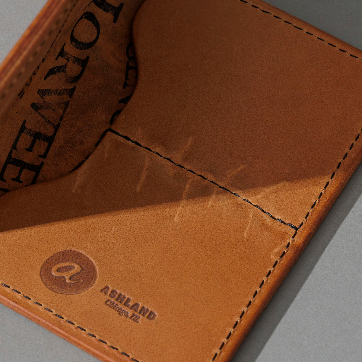 Fat Herbie "Brains" in Epic Natural Shell Cordovan with Reverse Interior, Stitched Scar Marks, close-up detail, shot 3
