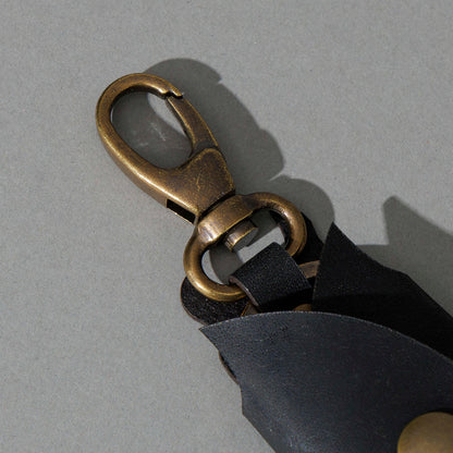 Bat Leather Key Case in Black Dublin, close-up detail