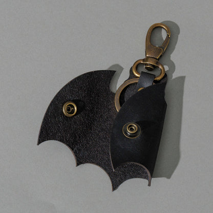 Bat Leather Key Case in Black Dublin, back view, shot 1