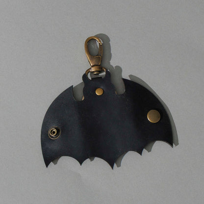 Bat Leather Key Case in Black Dublin, back view, shot 2