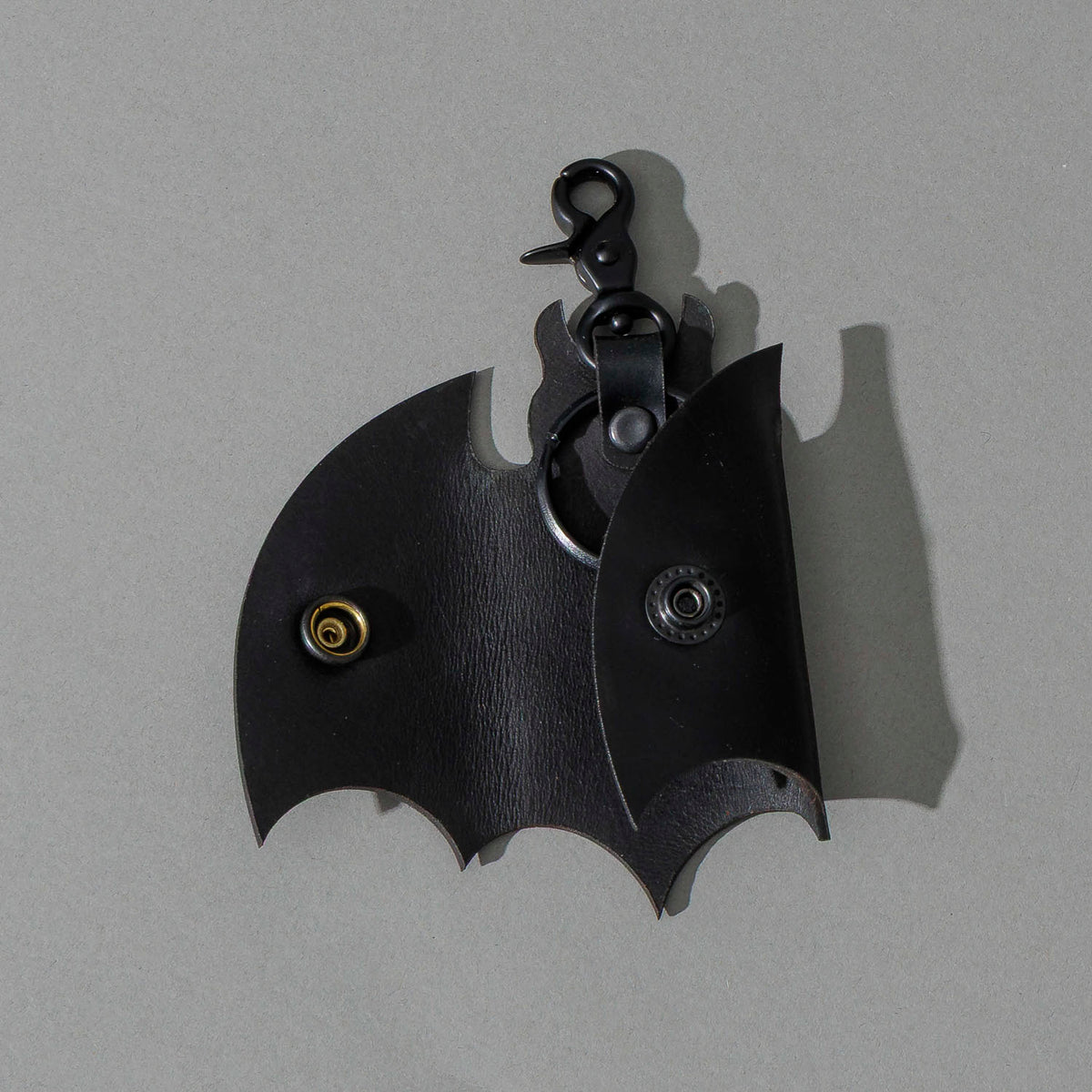 Bat Leather Key Case in Blacked Out Black Shell Cordovan, back view, shot 1