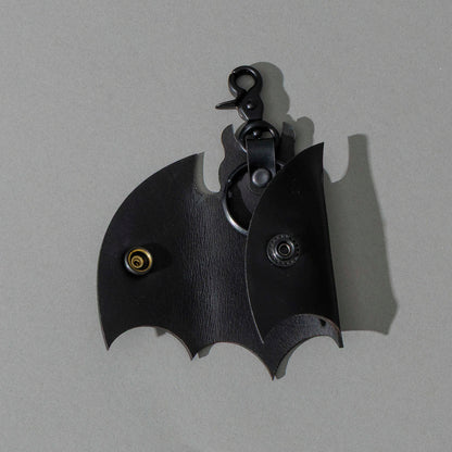 Bat Leather Key Case in Blacked Out Black Shell Cordovan, back view, shot 1