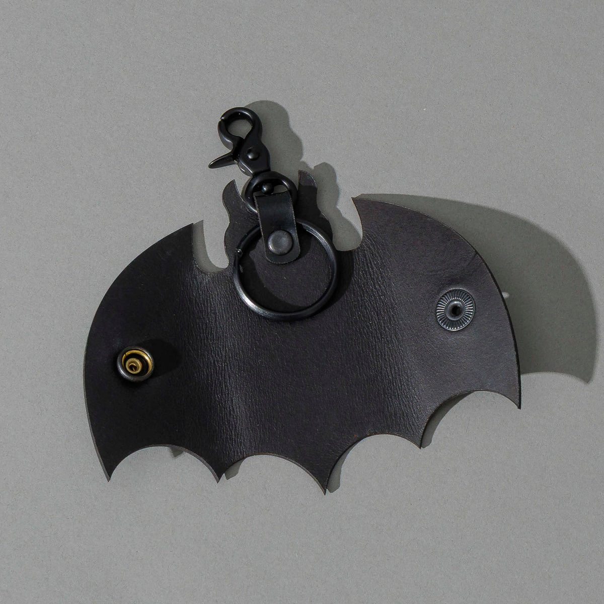 Bat Leather Key Case in Blacked Out Black Shell Cordovan, front view