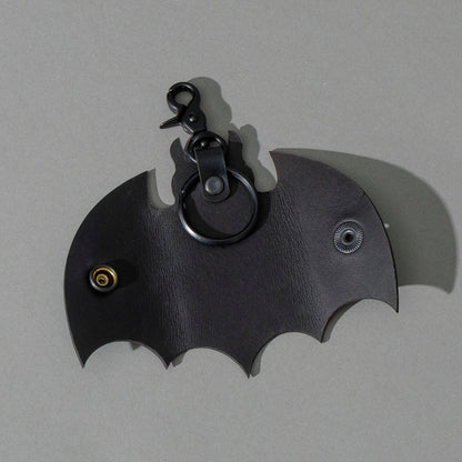 Bat Leather Key Case in Blacked Out Black Shell Cordovan, front view