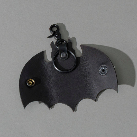 Bat Leather Key Case in Blacked Out Black Shell Cordovan, front view