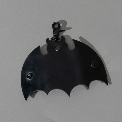 Bat Leather Key Case in Blacked Out Black Shell Cordovan, back view, shot 2