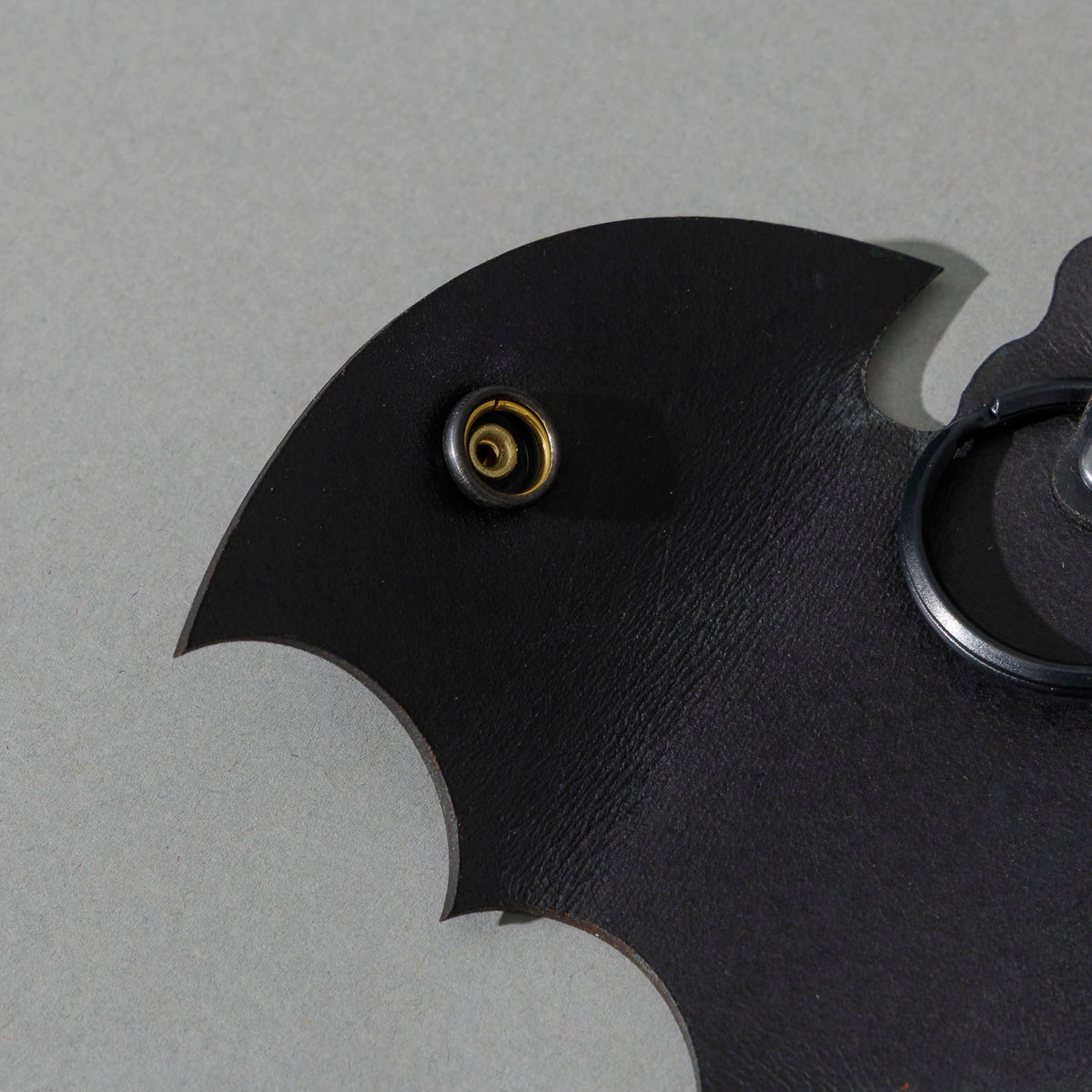Bat Leather Key Case in Blacked Out Black Shell Cordovan, close-up detail, shot 1