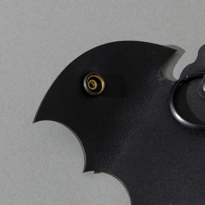 Bat Leather Key Case in Blacked Out Black Shell Cordovan, close-up detail, shot 1