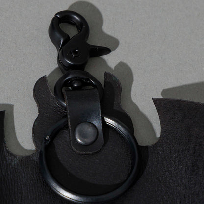 Bat Leather Key Case in Blacked Out Black Shell Cordovan, close-up detail, shot 2