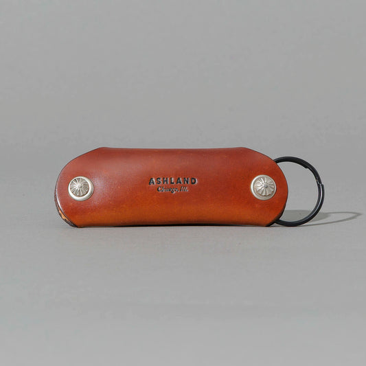 Vault Key Holder in Blood Orange Shell Cordovan, back view