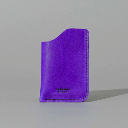 One-Shot Card Case in Violet Latigo, front view, shot 2