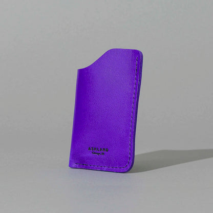 One-Shot Card Case in Violet Latigo, side profile view