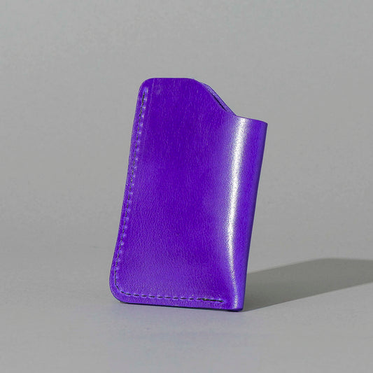 One-Shot Card Case in Violet Latigo, front view, shot 1