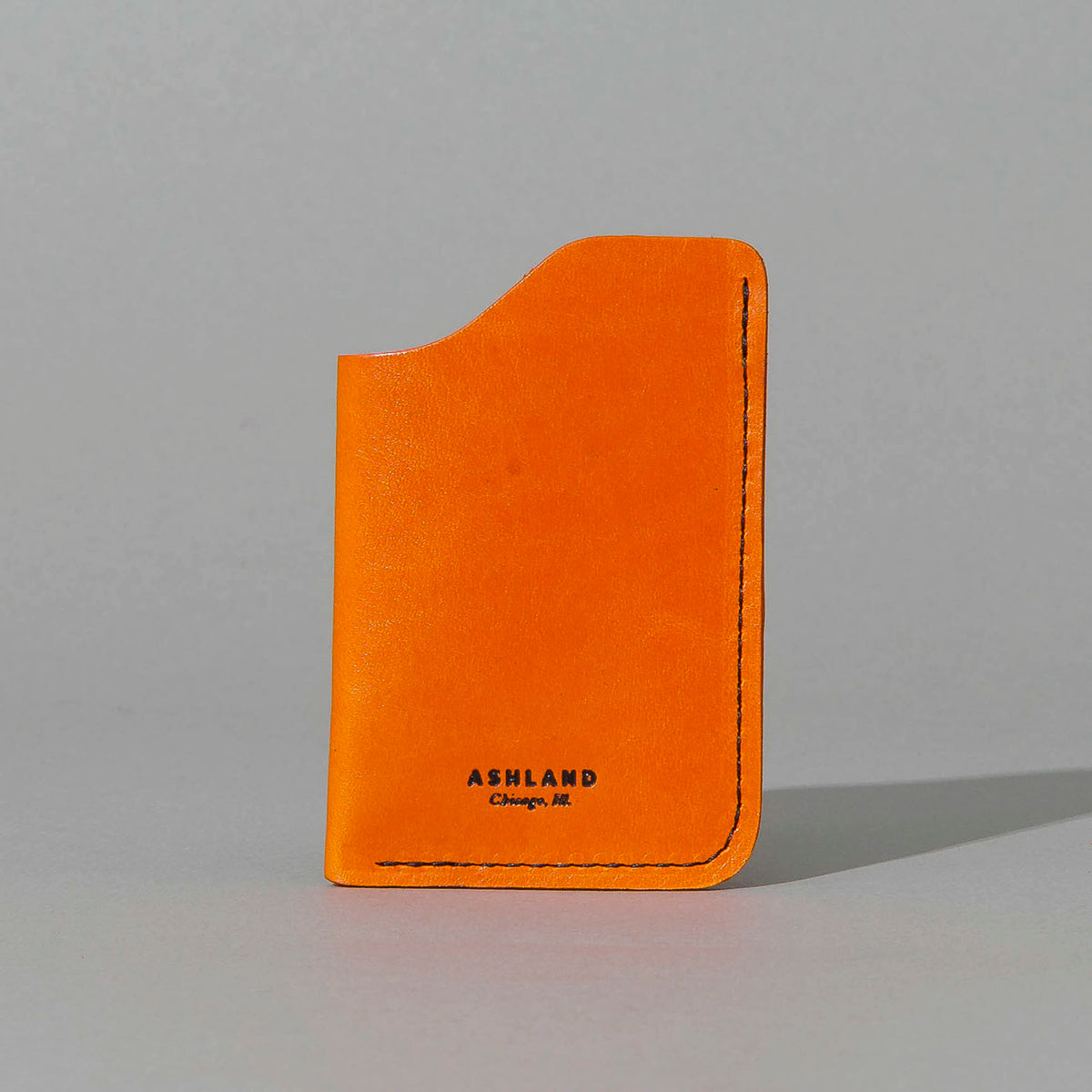One-Shot Card Case in Orange Latigo, front view, shot 2